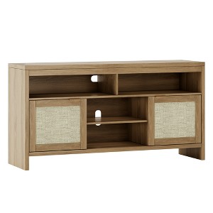 1SET BP MDF Rattan 2-Door Thick Board TV Cabinet with Rattan Weaving, Spacious Storage, Durable MDF Construction, Stylish Design, and Easy Assembly - 1 of 4