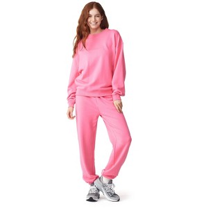 Future Planet Womens Saturn Premium Fleece Lined Soft Cotton Sweatpants Loose Fit Pink - 1 of 4