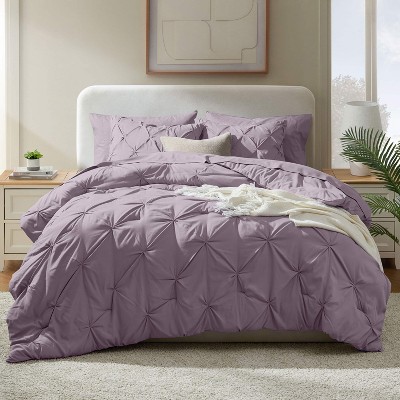 Nestl Queen Size Pinch Pleated Comforter Set, 9 Piece Queen Bed in a Bag Dusty Purple, Queen Size Bedding Set with Down Alternative Pillows — фото 8