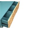 Simple Relax Wooden Bench with 3 Drawers in Rattan and Teal - 3 of 4
