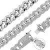Miami Cuban Link Chain & Bracelet Set for Men - Silver Iced Out Hip Hop Jewelry - 2 of 4