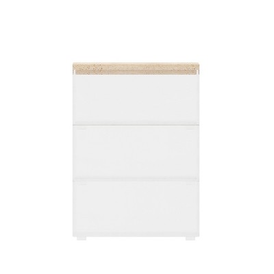 Clear Stackable Plastic Organizer Bins with Light Wood Lid, 3 Pack