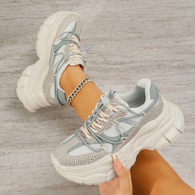 Женские кроссовки BERNESS Women's Rosa Chunky Rhinestone Mesh Sneakers White 8 — фото 7