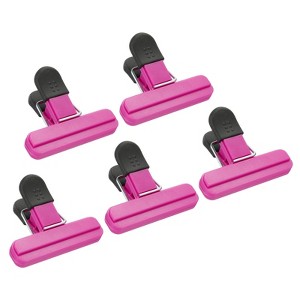 Unique Bargains Plastic Stainless Steel Storage Clips for Food Bag Sealing Paper File Photo 5 Pcs - 1 of 4