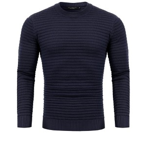 Crew Neck Sweater for Mens Knitted Pullover Sweaters with Solid Stripe - 1 of 4