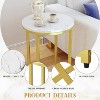Hooseng Faux Marble Round Side Table Set of 2, 16 Inch Living Room End Table Accent Table Nightstand with Metal Frame for Bedroom, Small Spaces - 4 of 4