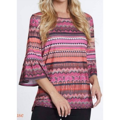 Women's 3/4 Flounce Sleeve Wide Neck Top - Multiples
