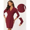 Allegra K Women's 3/4 Sleeve Knit Lapel Collar Belted Work Office Sheath Dress - 2 of 4
