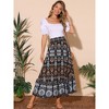 INSPIRE CHIC Women's Floral Skirts High Waist A Line Boho Maxi Skirt - 2 of 4