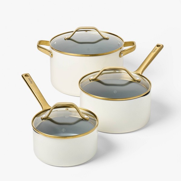 Set de 12 piezas de utensilios de cocina de aluminio con recubrimiento cerámico antiadherente y mango champagne - Figmint™ 4