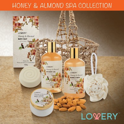 Honey & Almond Scented Luxury Spa Gift Basket with Shea Butter