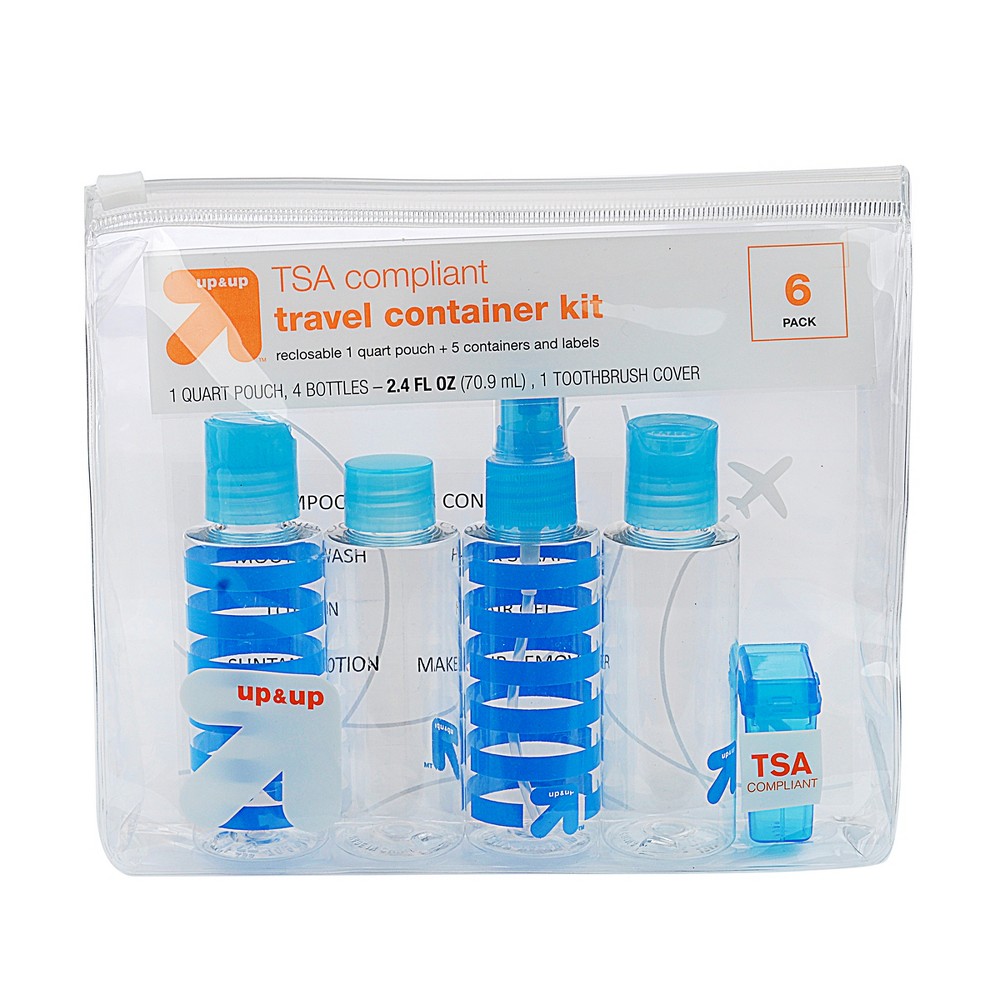 Up & Up TSA Compliant Travel Container Kit - Blue/Clear - 6pk