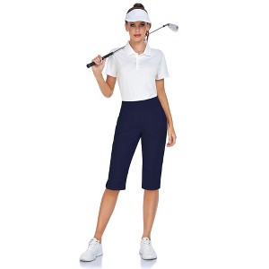 Pull On Capris for Women Elastic Waist Dressy Casual Hiking Golf Capri Pants with Pockets - 1 of 4
