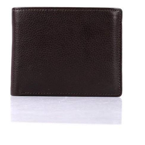 Leather Bifold Coin Wallet in Black - Men