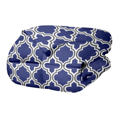 Navy Blue Geometric Twin Down Alternative Microfiber Comforter Set