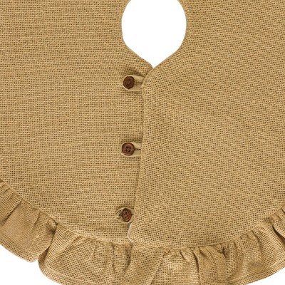 Natural Jute Burlap Tree Skirt with Ruffled Edge, 24"