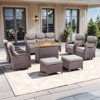 Buenhomino 8 Pieces Patio Furniture Sets with Fire Pit Table, Wicker Outdoor Conversation Sets with 4 Swivel Rocker Chairs, 3-seat Sofa and Ottomans - 2 of 4