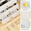 Tangkula 3 Drawer Dresser 37.5" Tall Dresser Chest of Drawers w/ Flip-up Fluted Glass Door - 4 of 4