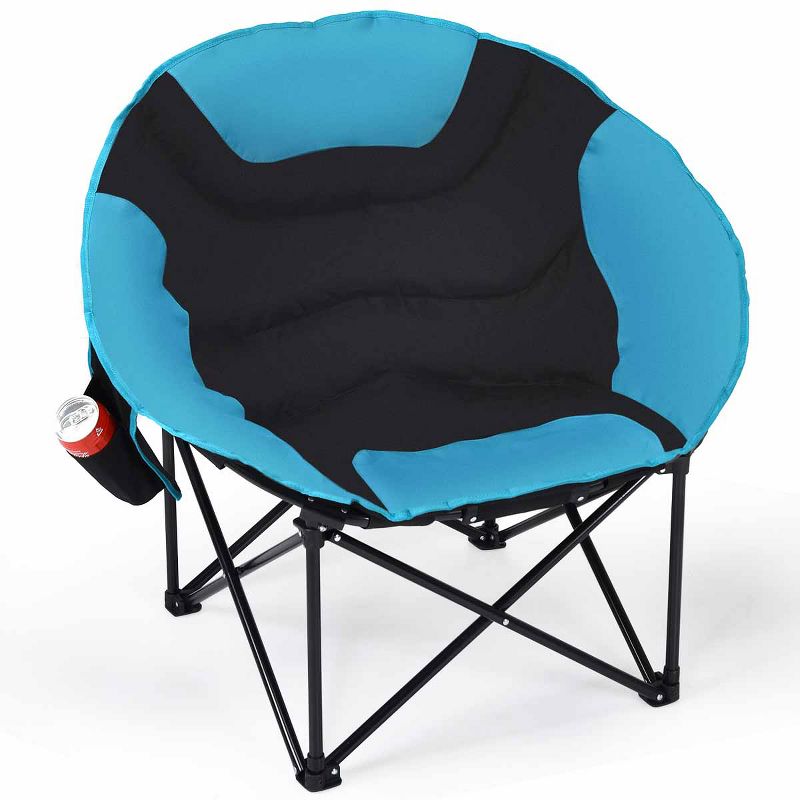 Tangkula Moon Saucer Camping Chair Cup Holder Steel Frame Folding Padded Seat w/Carry Bag, 3 of 8