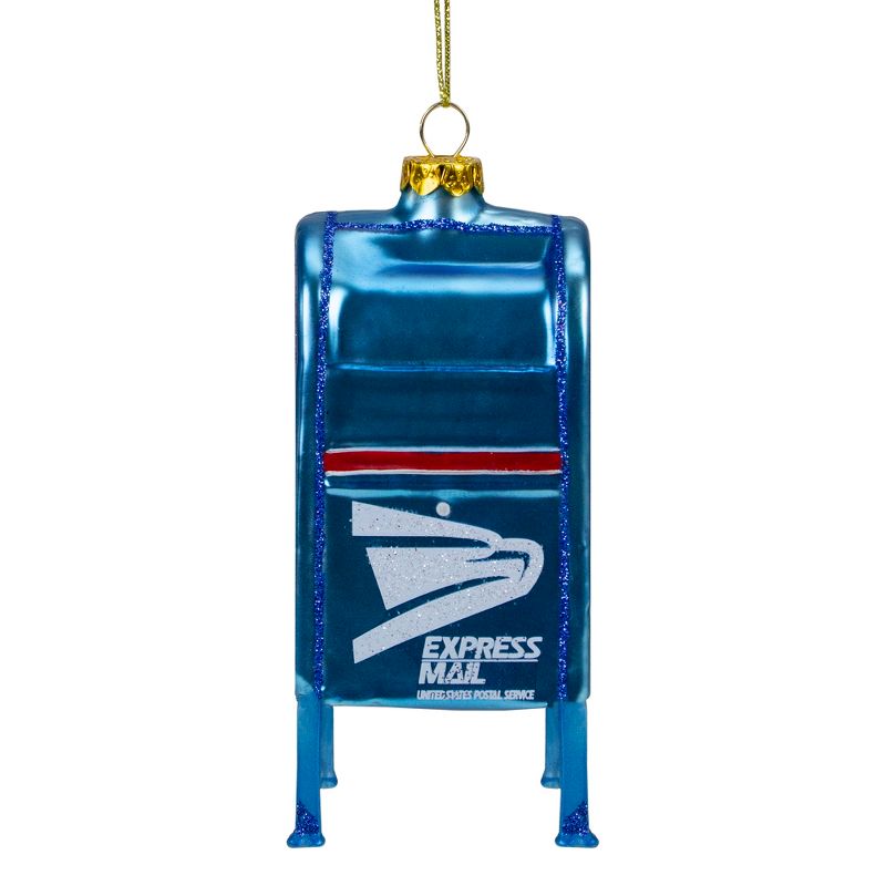 Northlight 4.5" Shiny Blue Glittered Express Mail USPS Mailbox Glass Christmas Ornament, 3 of 6