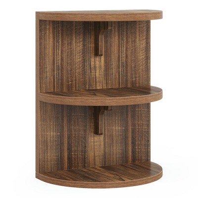 Resenkos Sofa Side End Table, End Table, Couch Table,3-Tier Half-Round End Table, Semi-circular Side Table for Living Room,Brown