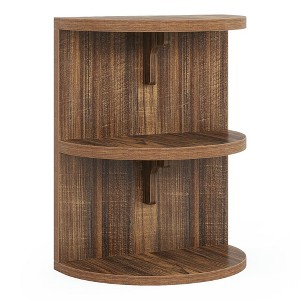 Resenkos Sofa Side End Table, End Table, Couch Table,3-Tier Half-Round End Table, Semi-circular Side Table for Living Room,Brown - 1 of 4