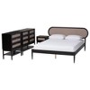Baxton Studio Shirin Mid-Century Beige Fabric and Black Wood Queen 4-Piece Bedroom Set - 2 of 4