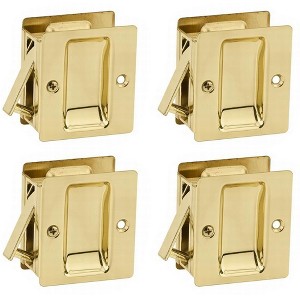 Kwikset Notch Hall 1.375 Inch Sliding Door Pocket Lock, Polished Brass (4 Pack) - 1 of 2