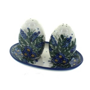 Blue Rose Polish Pottery 2D WR Unikat Salt & Pepper Shakers - 1 of 1