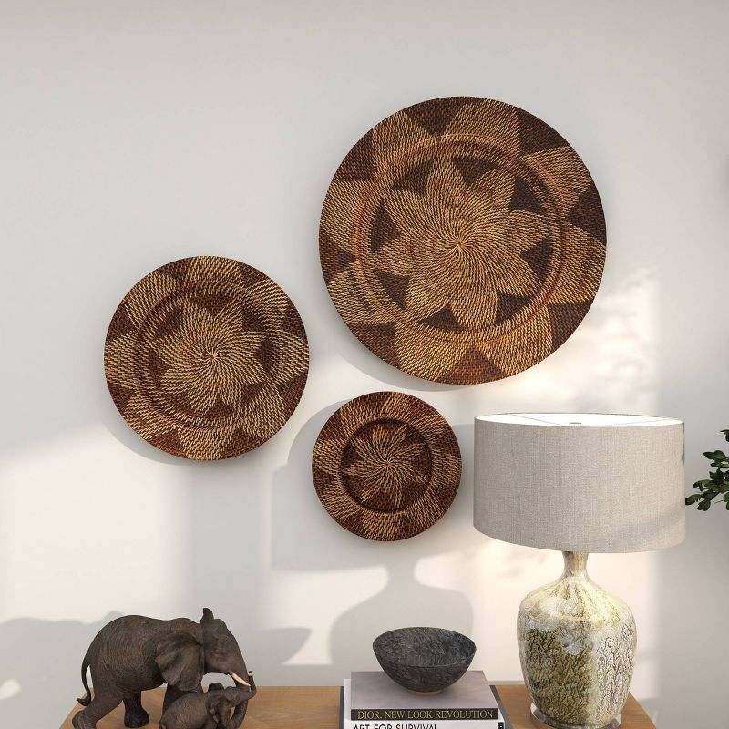 Set of 3 Rattan Plate Woven Basket Wall Decors - Olivia & May, 5 of 18