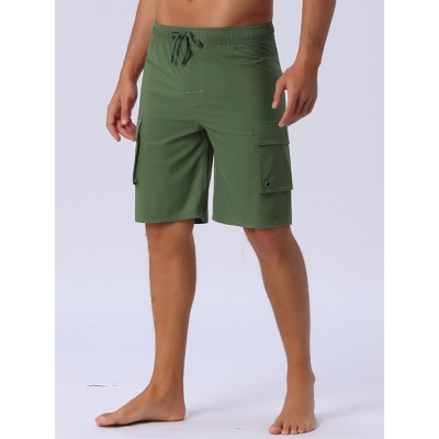 Мужские брюки INSPIRE CHIC Men's Drawstring Waist Solid Side Pockets Lining Cargo Swim Trunks 34 Black — фото 2