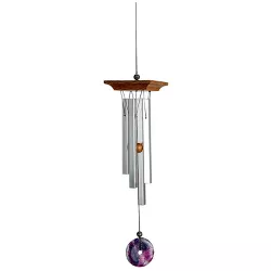 Woodstock Chimes Signature Collection, Woodstock Amethyst Chime, Small 21'' Silver Wind Chime WYBR