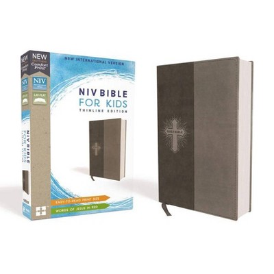 Niv, Bible for Kids, Leathersoft, Gray, Red Letter, Comfort Print - by  Zondervan (Leather Bound)