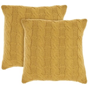 Mina Victory Life Styles Cotton Knitted 18"x18" Indoor Throw Pillows Set of 2 - 1 of 4