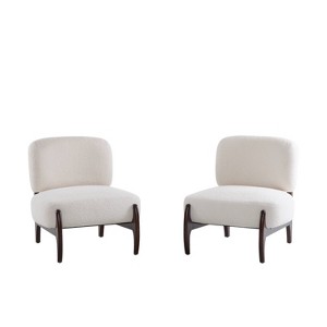 Christopher Knight Home Set of 2 Landon Modern Rubberwood Boucle Upholstered Accent Chairs - 1 of 4