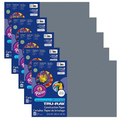 Pacon Tru-Ray Construction Paper Slate 12" x 18" 50 Sheets Per Pack 5 Packs (PAC103060-5)
