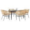 vidaXL Patio Dining Set with Cushions Table and Chairs Set Poly Rattan Glass - Brown 55.1" x 27.6" x 29.1" 4 Piece - 2 of 4