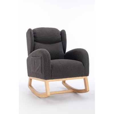 NicBex Velvet Glider Rocking Chair, Upholstered Nursery Rocking Chairs with High Backrest,Modern Rocking Chair,Nursing Chair for Bedroom