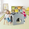 Costway 3 Piece Kids Wooden Table and Chair Set with  Blackboard for Drawing Reading Green/Gray/White - 3 of 4