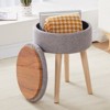 KTMBDW Footrest Footstools Round Linen Ottoman with Storage Space, Soft Vanity Chair Seat Coffee Table Ottoman for Living Room, Bathroom, Makeup - 2 of 4