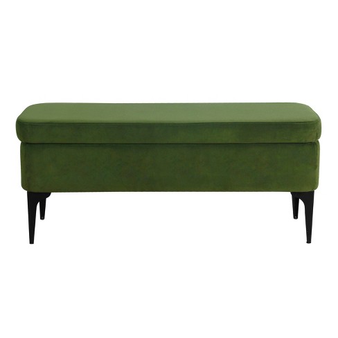 Green bench with deals storage