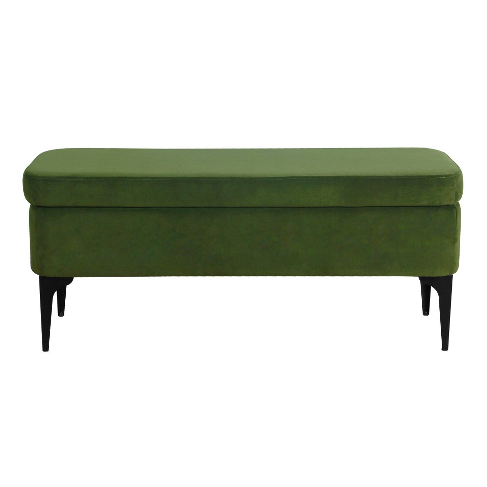 Photos - Chair Large Modern Storage Bench Green Velvet - HomePop