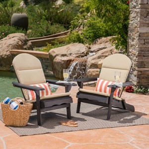 Christopher Knight Home Malibu Outdoor Acacia Wood Adirondack Chairs with Cushions (Set of 2) - 1 of 4