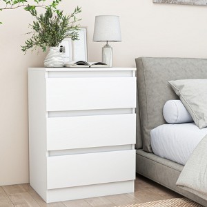 CIPACHO White 3-Drawer Handle-Free Dresser - Modern Wooden Tall Nightstand for Bedroom - 1 of 4
