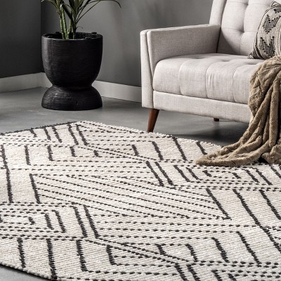 Silky Soft Beige Synthetic Shag Area Rug, 5'3" x 7'6"