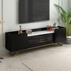 ON-TREND Sleek Design TV Stand with Fluted Glass, Contemporary Entertainment Center for TVs Up to 70", Faux Marble Top TV Console Table - 2 of 4