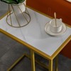 Single-decker Single Layer C-shape Table Marble PVC Density Board Iron Simple White Golden Spray 30*48*61cm Side Table - 3 of 4