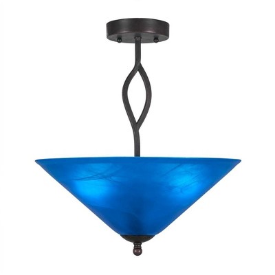 Toltec Lighting Revo 3 - Light Flush Mount in  Dark Granite with 16" Blue Italian Shade