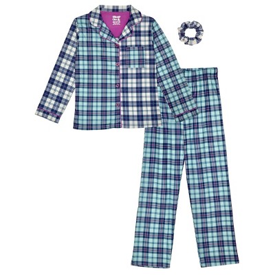 Sleep On It Girls 2-Piece Fleece Pajama Sets- Plaid, Pink & White Pajama  Set for Girls, Size L (14/16) 