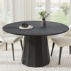 PexFix 52" Wood Round Dining Table Kitchen Table for 4-6 with Arc-Shaped Edge Top & Tapered Pedestal for Living/Dining Room Coffee Office Black - 2 of 4